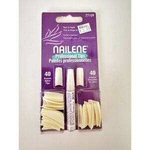 Nailene Professional Tips French Salon Nails with Clear Glue 40 ct – New Sealed